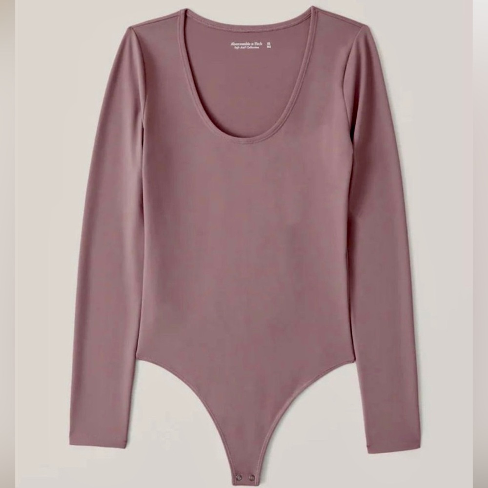 Abercrombie L Soft AF Seamless Fabric Scoopneck Bodysuit Mauve